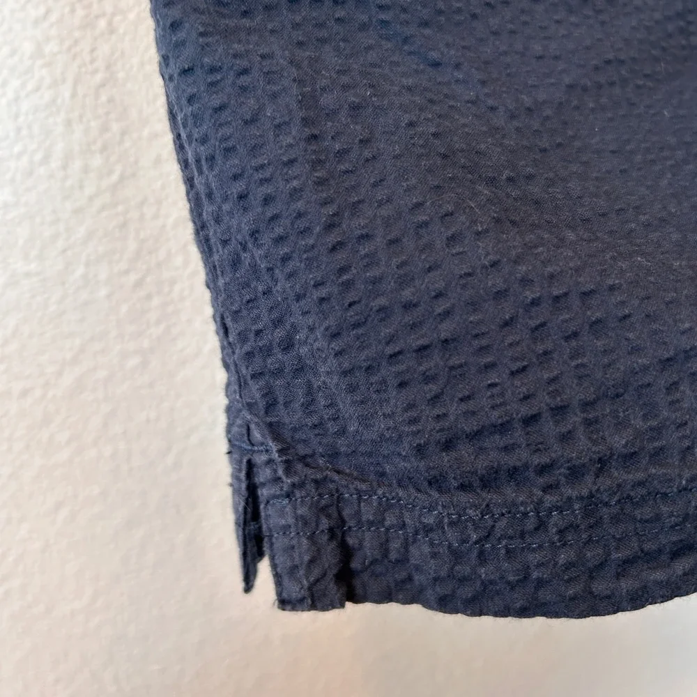Banana Republic Mens Navy Blue Seersucker Short Sleeve Button Down Shirt Slim L